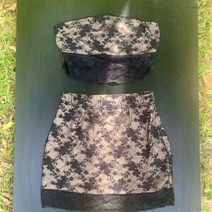 SHEIN Black and Tan Strapless Two Piece Outfit